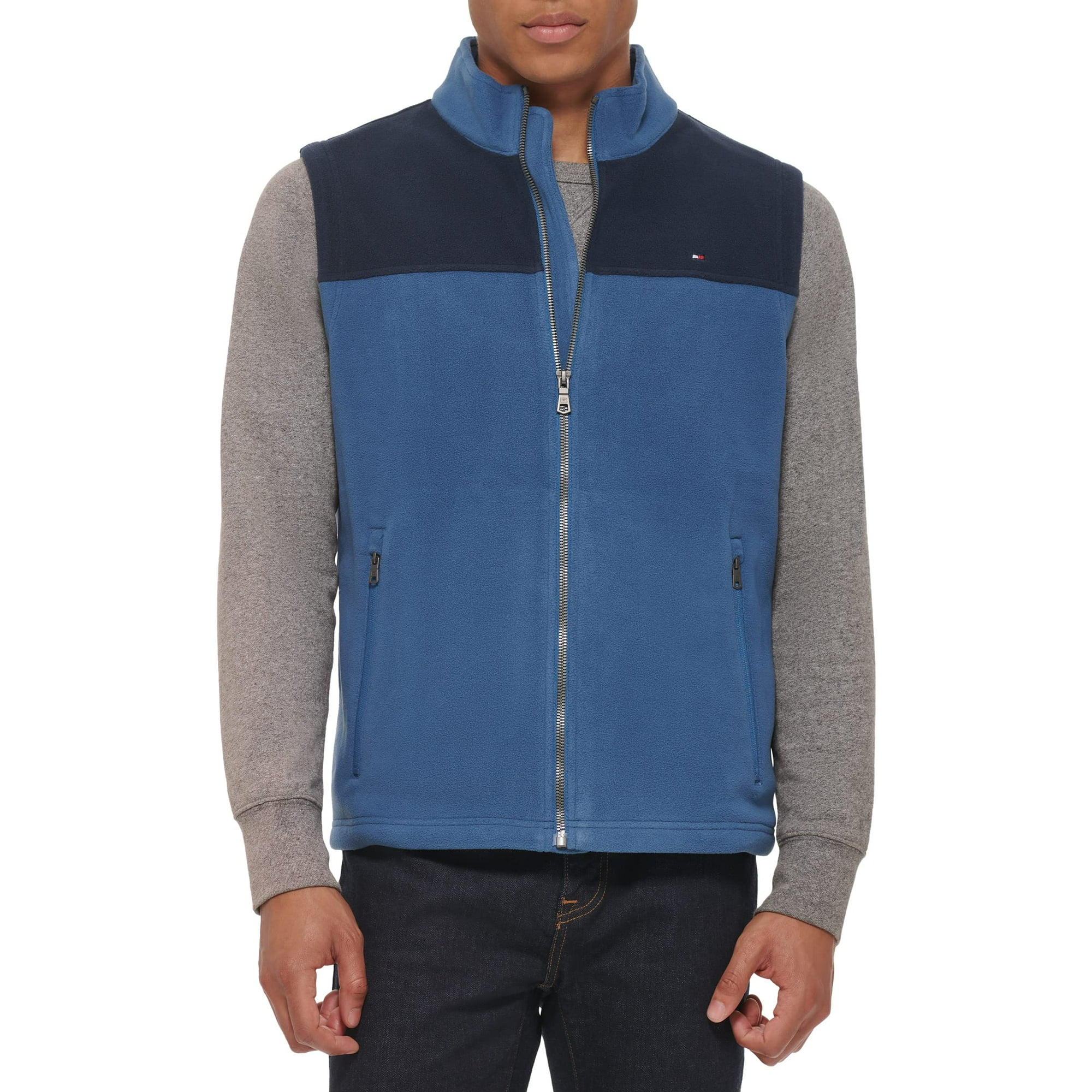 Chaleco Tommy Hilfiger De Forro Polar Para Hombre, Talla Pequeña, Azul Marino Y Azul Océano