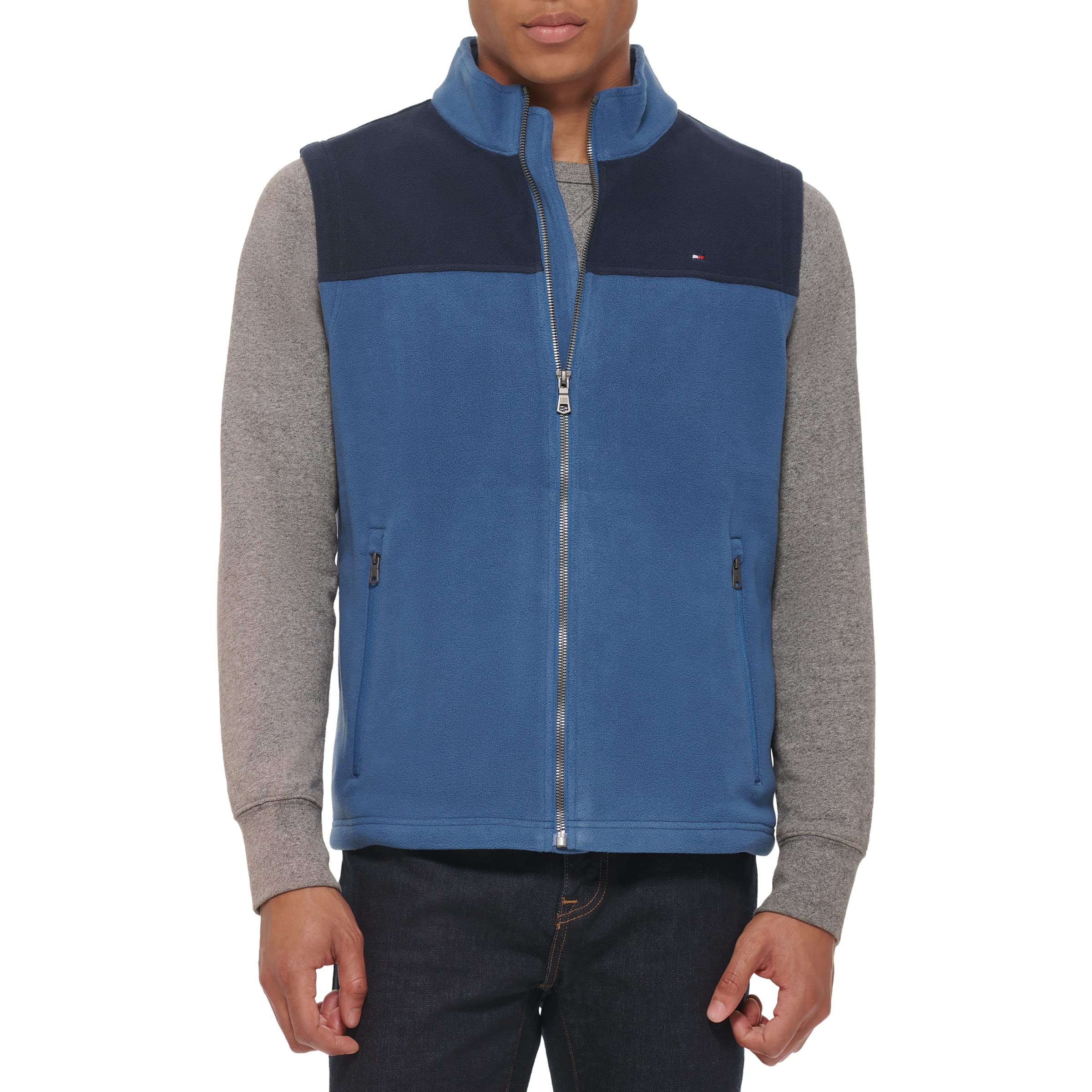 Chaleco Tommy Hilfiger De Forro Polar Para Hombre, Color Azul Marino Y Azul Océano, Talla M