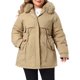 thumbnail image 1 of Abrigos de Trinchera para Mujer Talla Grande de Agnes Orinda con Cintura de Cordón, Cremallera, Rompevientos para Lluvia, Capucha Desmontable, Chaquetas de Invierno con Bolsillo 1X Caqui, 1 of 6