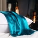 thumbnail image 3 of PiccoCasa Funda de Almohada de Seda de 19 Momme para Almohada de Viaje, Azul Pavo Real, 14"x20", 3 of 6
