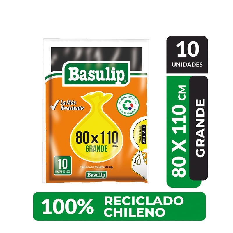Basulip - Bolsa De Basura Grande 80X110 Cm
