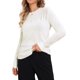 thumbnail image 4 of INSPIRE CHIC Suéter de Mujer Casual Cuello Redondo Calado Otoño Invierno Suéter Suelto L Blanco, 4 of 6