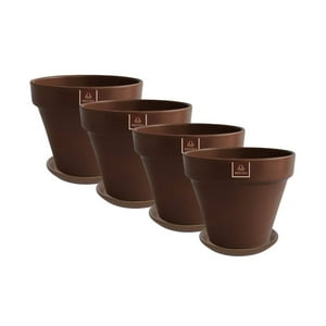 Mestiza - Set De 4 Maceta Kony 19Cm Morena Natural Y Sus Platos