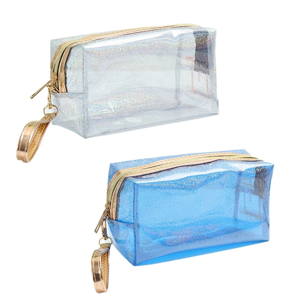 Bolsa de cosméticos transparente de 2 piezas, bolsa de aseo portátil, bolsa de almacenamiento de viaje