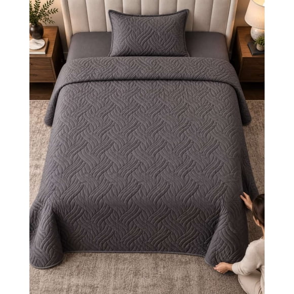 Cubrecama Quilt de Plaza y Media Con Funda De Almohada24