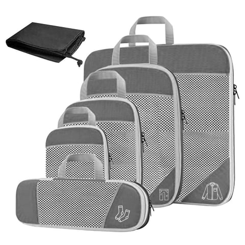 Magideal - Cubos De Embalaje De Compresión, Accesorios De Viaje Organizadores Extensibles Bolsas De Malla De Almacenamiento Para Mujer Y Hombre Acceso Fácil A , Gris 6 Piezas Opciones