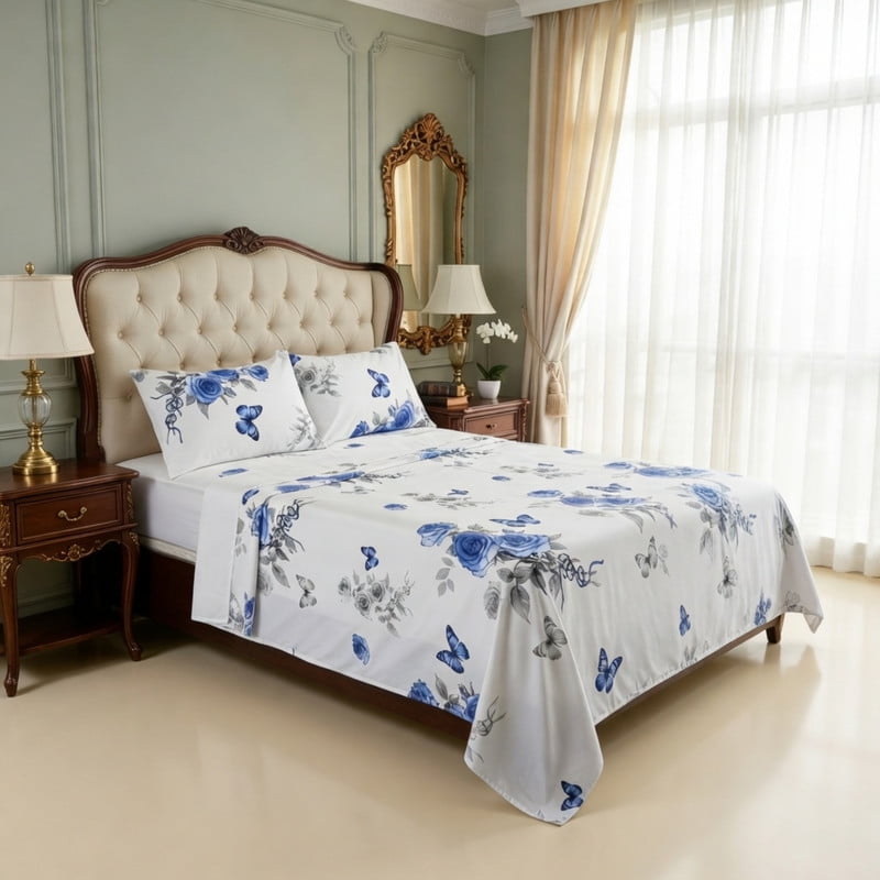 Genérico - Juego De Sabanas 100% Algodón King + 1 Funda Para Almohada 50x70cm