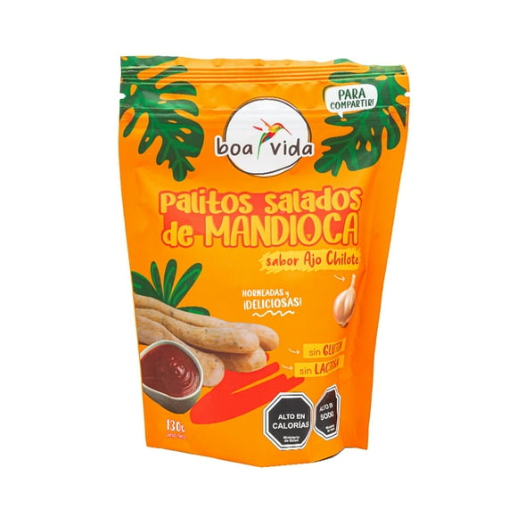 Palito Salado de Mandioca Con Ajo Chilote, envase 130g