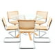 thumbnail image 1 of Mesa de comedor redonda de vidrio Cross 120cm + 5 Sillas Breuer madera, 1 of 4