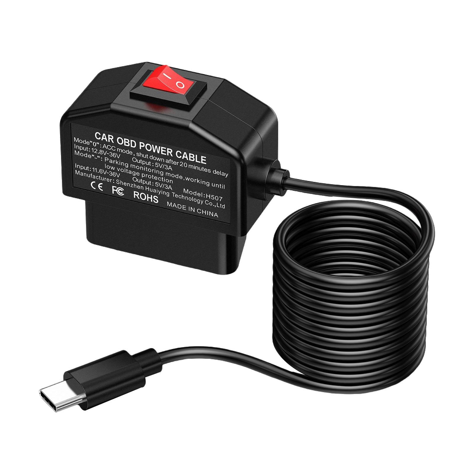 Magideal - Cable De Alimentación, Conector Usb, Cable De Carga, Kit De Interruptor De Botón Para Cámara De Tablero Acc Mini, Dos Modos, Adecuado Para Grabación D Detección De Voltaje