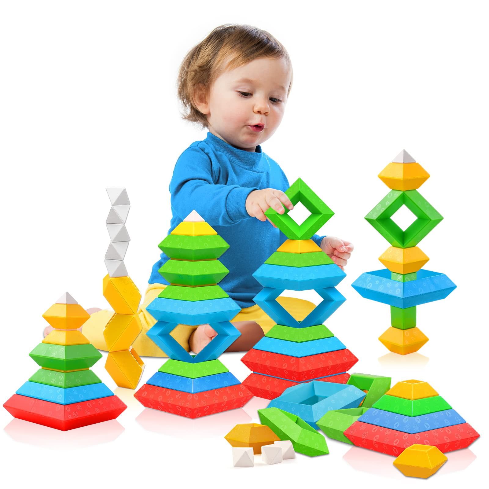 Juguetes Montessori De Building Blocks Hieoby, 30 Unidades, Para Niños De 1 A 5 Años