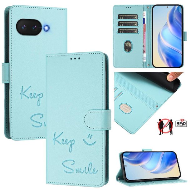 Funda Cartera para Google Pixel 9A con Bloqueo RFID, Cierre Magnético y Ranuras Tarjetas Verde