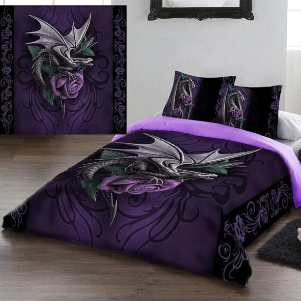 DRAGON BEAUTY Quilt Duvet Cover Set Pillowcase Super Home Textiles 3-Piece Bedding Set