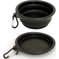 Genérico - Plato Goma Plegable Portátil Mascotas Color Negro