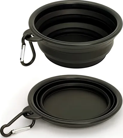 Genérico - Plato Goma Plegable Portátil Mascotas Color Negro