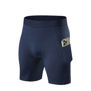 Crusec - Short Deportivo Calza Hombre Gimnasio Licra Con Bolsillo