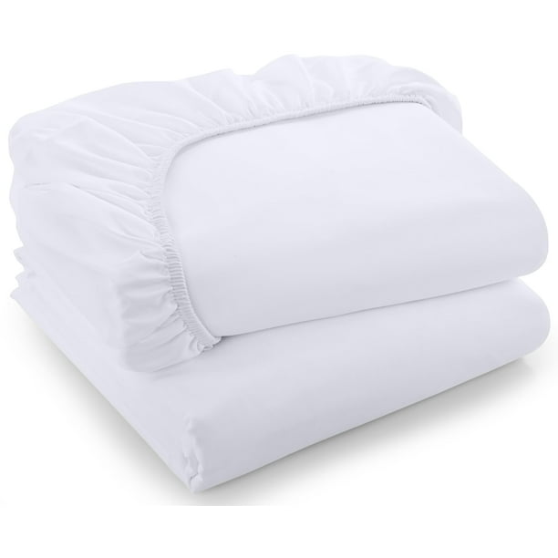Sábanas ajustables Utopia Bedding completamente blancas, paquete de 2 unidades de microfibra