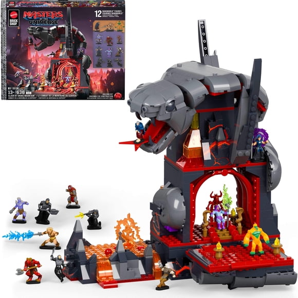 Set de construcción Mattel Brick Shop Snake Mountain 636 piezas 12 figuras