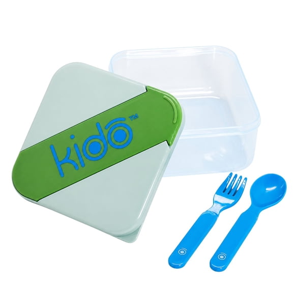 Hermético Kido con Cubiertos Libre de BPA Gris - PS