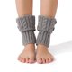 thumbnail image 1 of Xiao Hua 3 pares de botas de invierno abrigadas: cubrebotas de punto con decoración de botones, calcetines cortos de invierno a la moda, botas cálidas de talla única, gris claro., 1 of 3