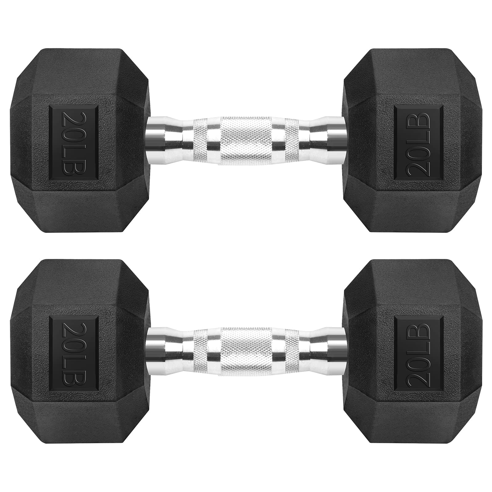 Zoomster - Mancuernas De Hierro Fundido Con Revestimiento De Goma, Hexagonales, Negras, 20 Kg (par)