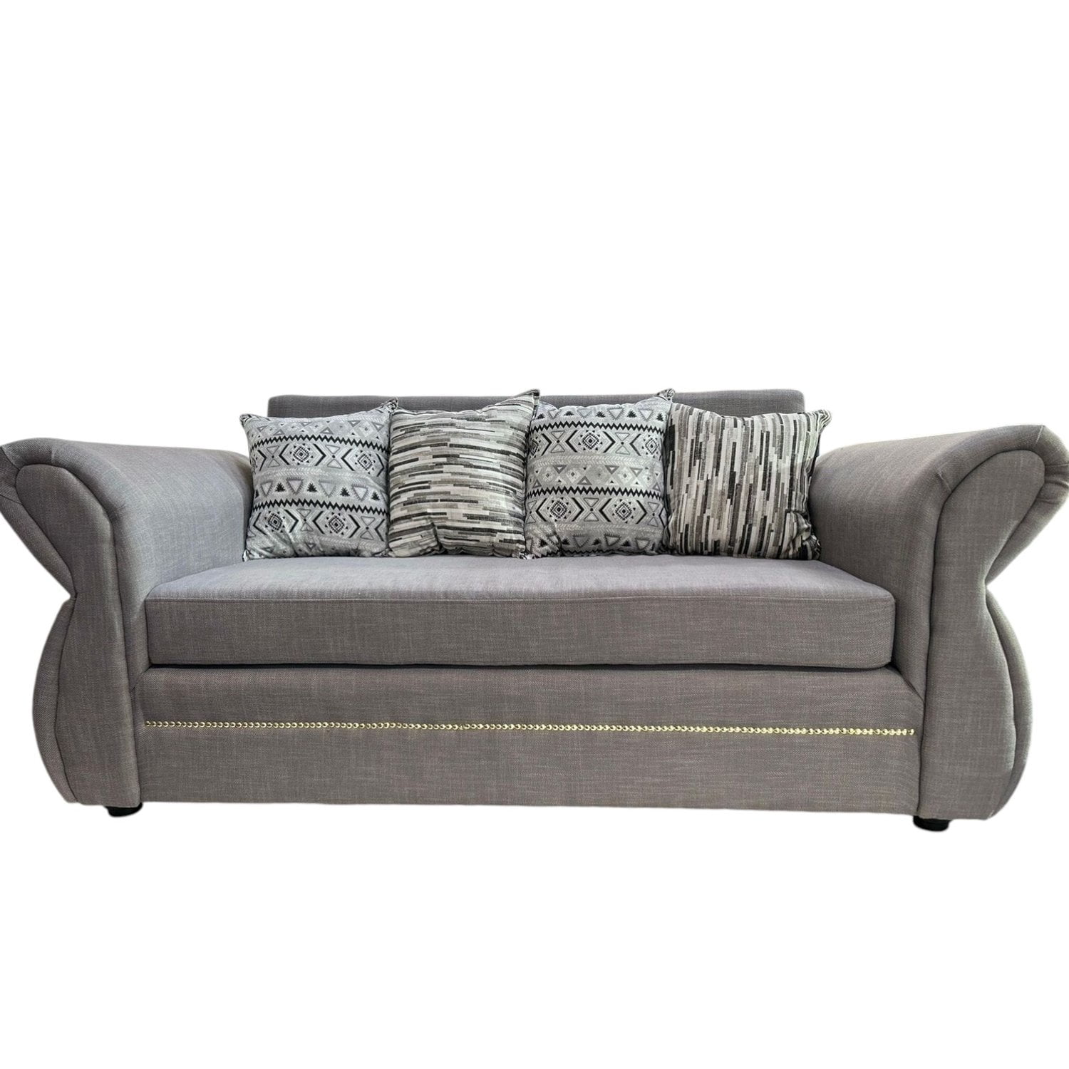 Flobal - Sofá Grecia 3 Cuerpos Tela Gris Perla Repelente A Líquidos