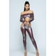 thumbnail image 1 of Conjunto de Blusa de Manga Larga con Hombros Descubiertos y Estampado de Serpiente con Cinturilla Debajo de Pantalones Abiertos con Corte Lateral, 1 of 2