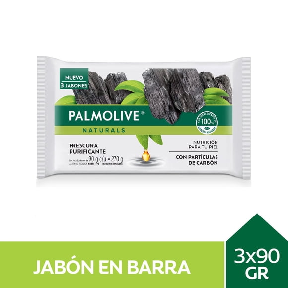Jabón Palmolive Natural Carbón 3 Un, 270 g