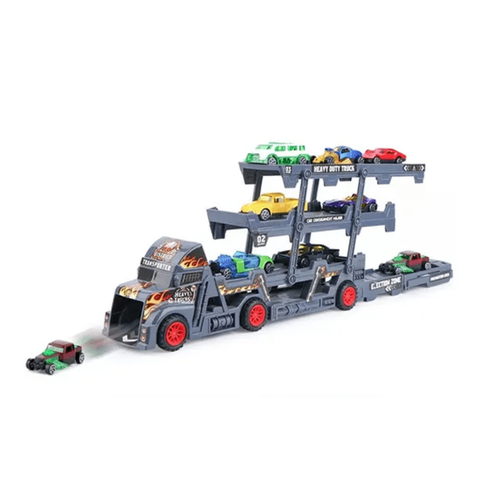 Genérico - Auto Juguete Miniatura Camiones Plegable +8 Coches Aleación Gris