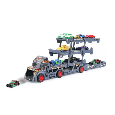 Genérico - Auto Juguete Miniatura Camiones Plegable +8 Coches Aleación Gris