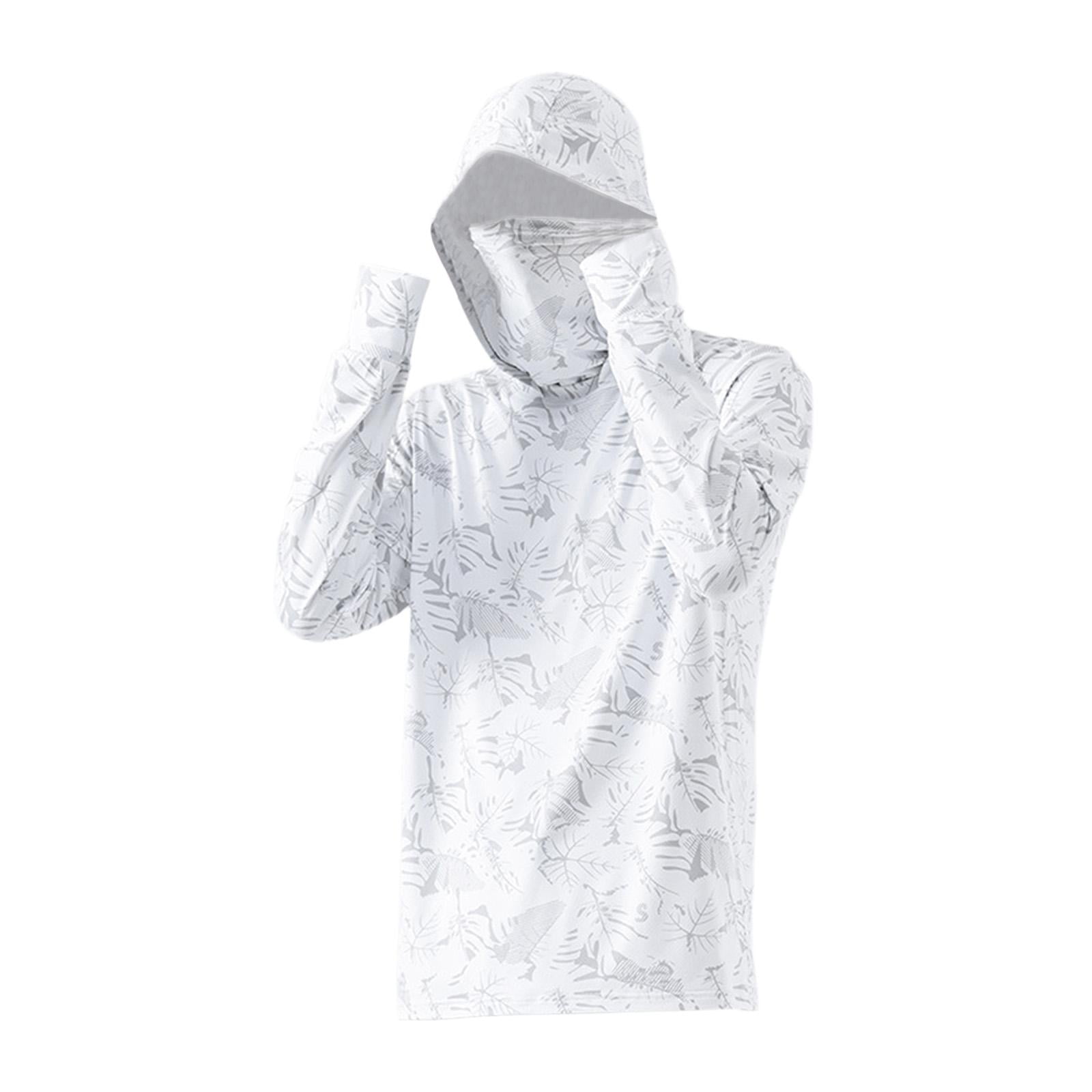 Ioensy - Sudadera Con Capucha Y Protección Solar Para Hombre, Fina Protección Contra Sarpullidos Para Pescar Al Aire Libre, Verano, L, Color Blanco