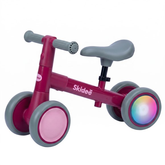 Bicicleta de Equilibrio para Niños SKIDEE con 4 Ruedas y Ruedas LED