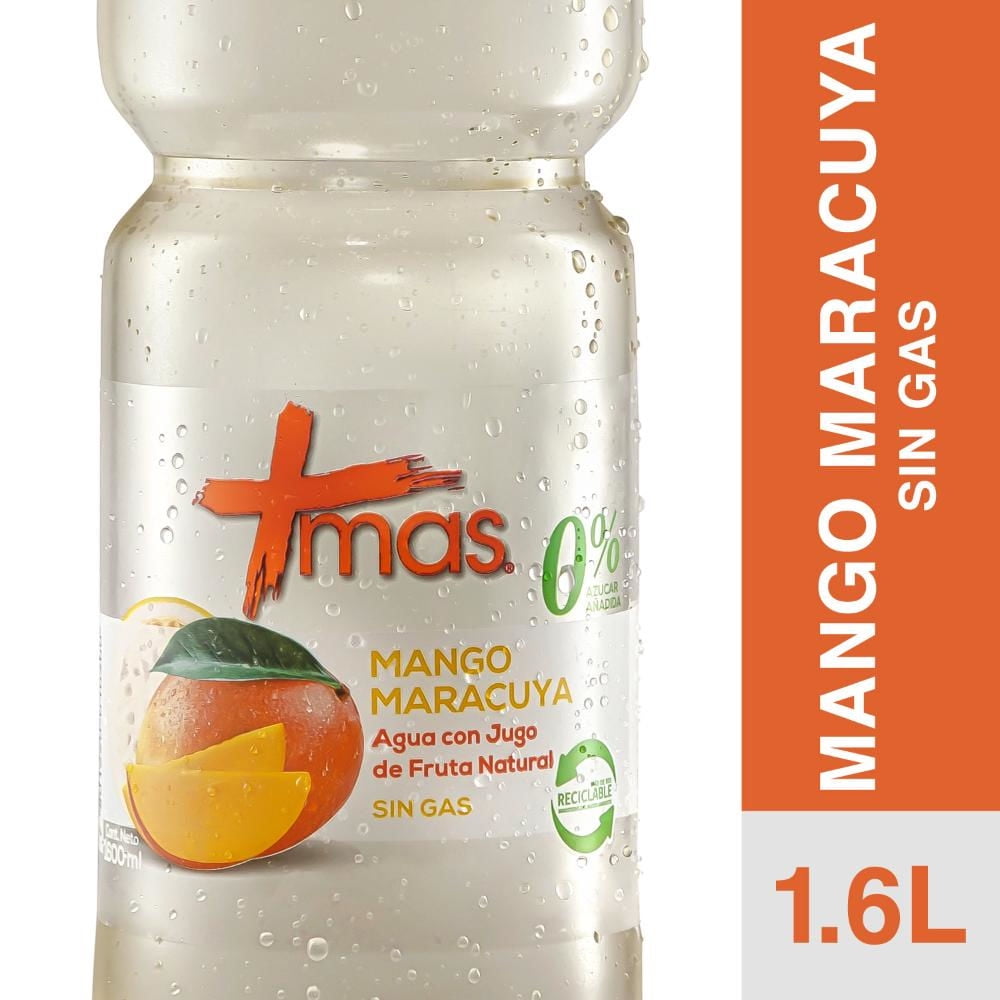 Agua Sin Gas Sabor Mango Maracuyá Botella 1,6 L Mas