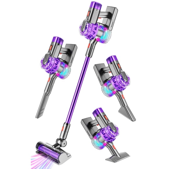 Aspirador de juguete de limpieza BLAXTEM 4 en 1 para niños con succión real, color morado