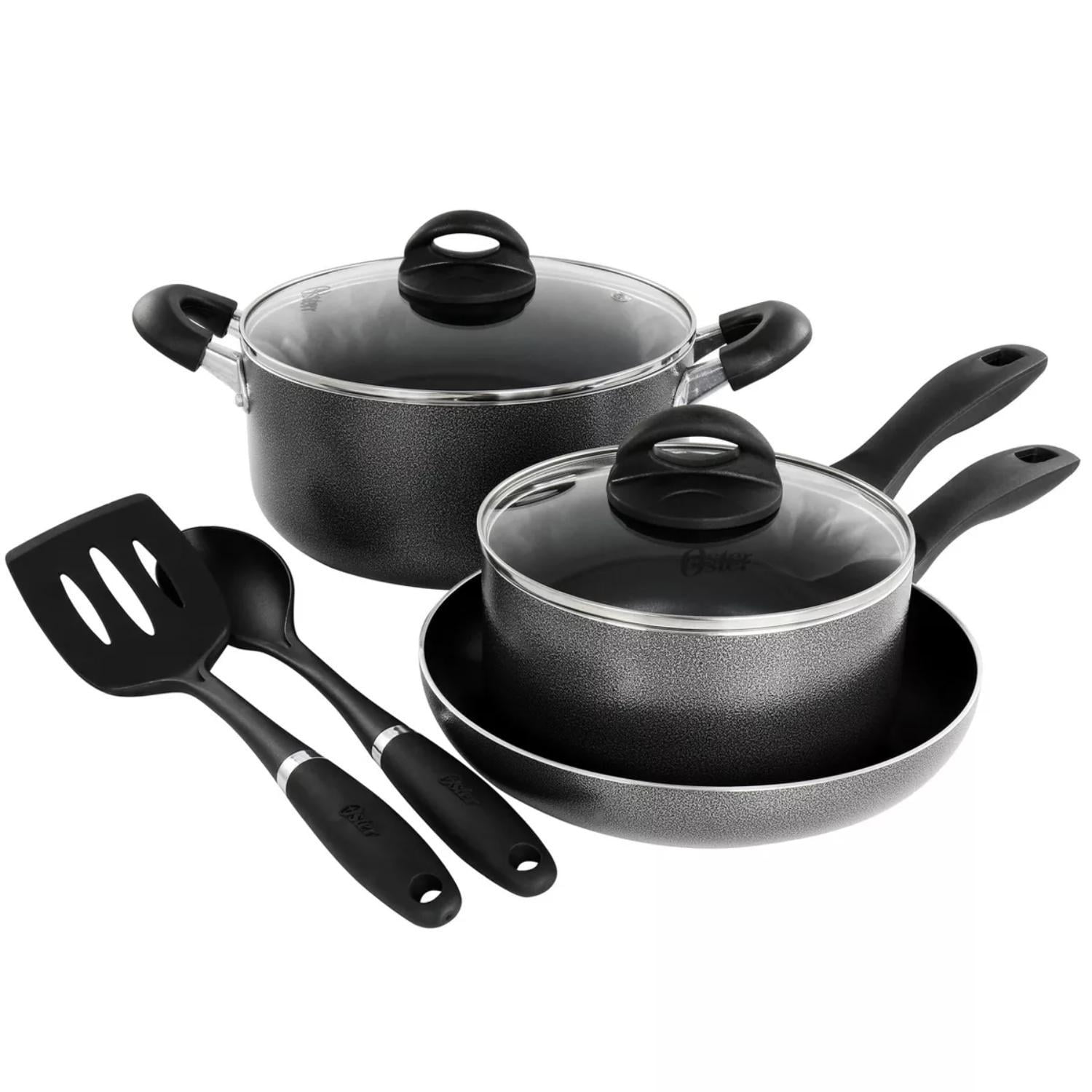 Batería De Cocina Aluminio Clairbone 7 Piezas Oster Negro Unico