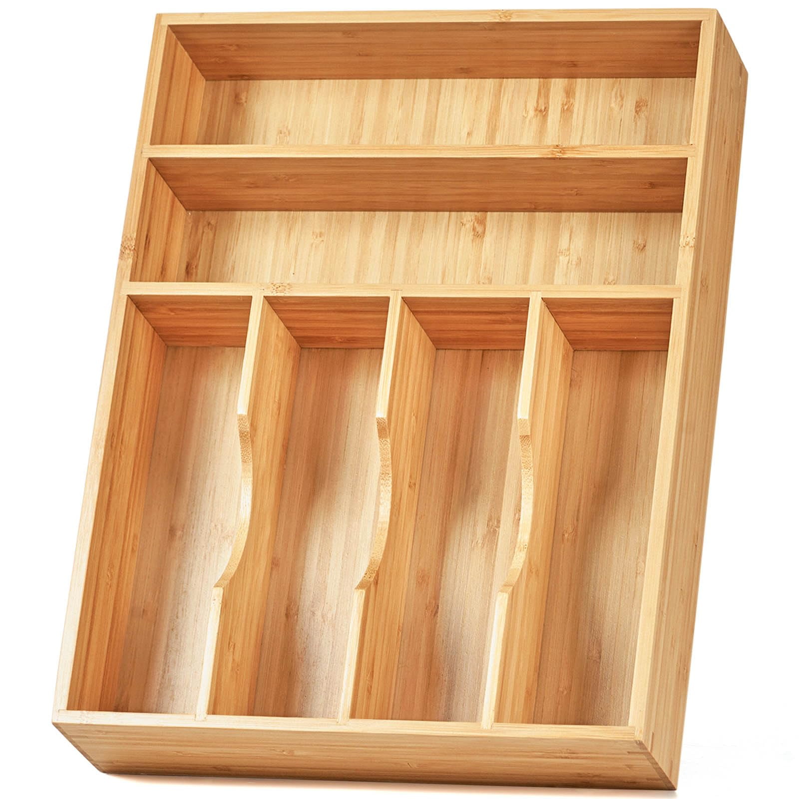 Cajonera Organizadora De Cocina Umilife, Bandeja Para Cubiertos, 30 Cm, Bambú