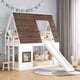 thumbnail image 1 of Cama doble de madera con techo, escalera y deslizador, 1 of 6