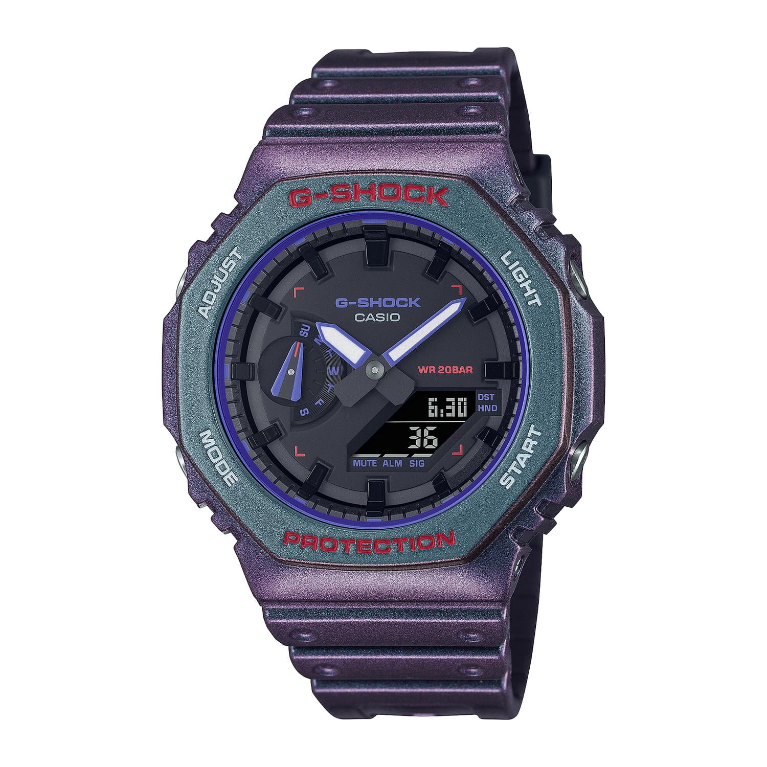 Reloj G-shock Ga-2100ah-6adr Carbono/resina Hombre Purpura/verde Purpura