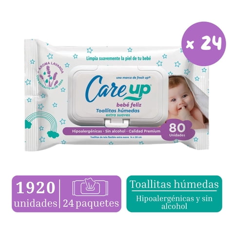 Pack 24 X 80Un Toallitas Húmedas Care Up Baby Con Tapa