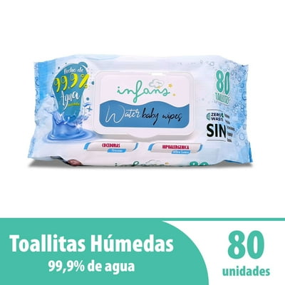 Toallitas Húmedas Water Baby, Baby Wipes 80 Un Infans