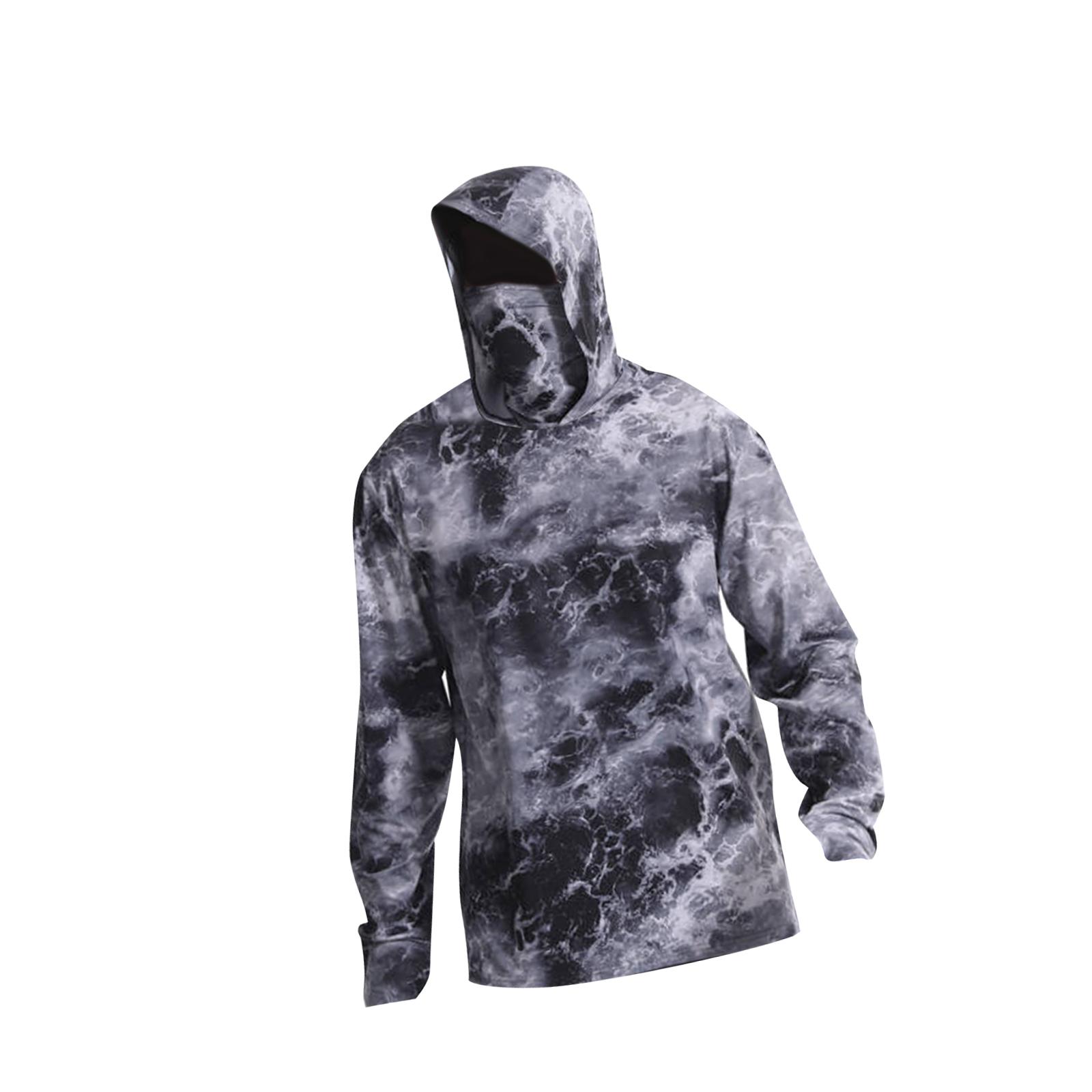 Magideal - Camisa Con Capucha Y Protección Solar Para Hombre, Camisa De Pesca, Camisa De Refrigeración De Secado Rápido, Ropa Para Correr, Ciclismo, Senderismo, M