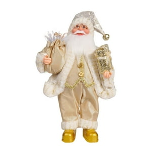 Genérico - Figura De Papá Noel, Adorno De Colores Brillantes Para Decoración De Fiestas Navideñas, Color Dorado