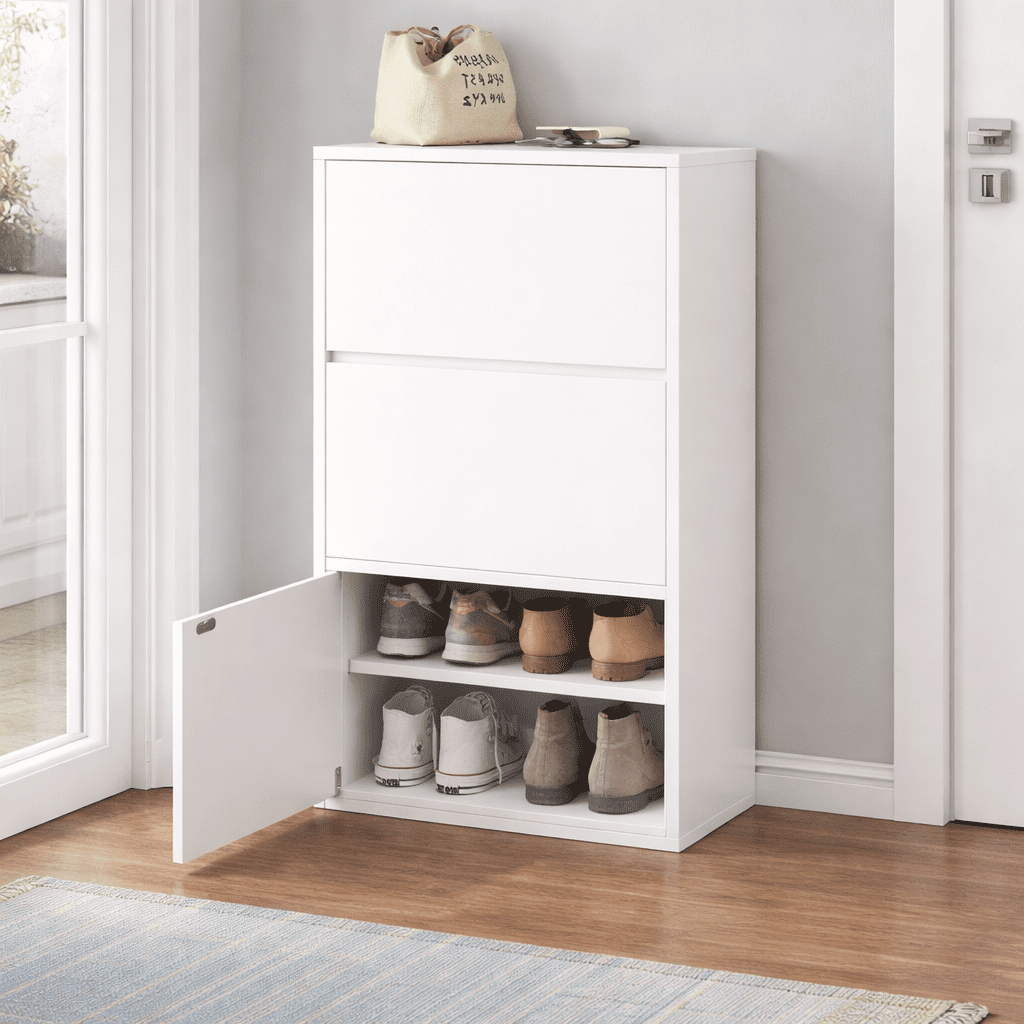 Tienda El Garage - Zapatero Organizador 3 Puertas 6 Niveles Blanco Con Cajones Zt9