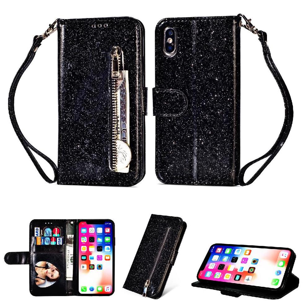 Foxdock - Funda Para Elegante Funda Iphone Xs Max Glitter Con Cremallera-Ideal Para El Uso Diario
