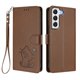 thumbnail image 1 of Funda Billetera con Relieve de Gato para Samsung Galaxy S22 5G, Marrón, 1 of 6