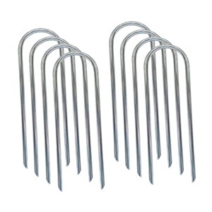 Ioensy - 8 Estacas De Trampolín Irrompibles De Metal En Forma De U Para Toldos De Camping Al Aire Libre, Color Plateado