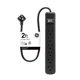 thumbnail image 1 of Cable de extensión Power Strip GE de 6 salidas y 60 cm, 2 pies, negro 14831, 1 of 6