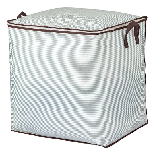 Regalwoven 1 Paquete De Almacenamiento De Ropa, Bolsa De Almacenamiento A Rayas, Bolsa De Mudanza Para Organizar Dormitorio, Organizador De Armario Y Almacenamiento Con Asas Verde 19.7*15.7*19.7in