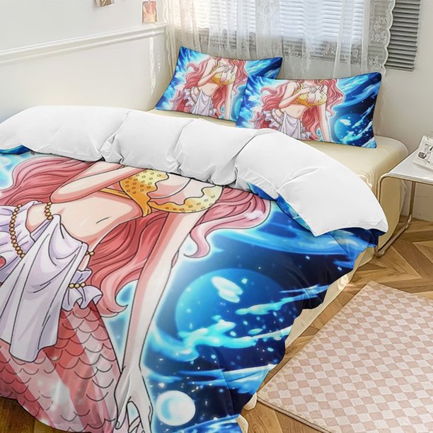 Shirahoshi Bed Duvet Cover Funny Anime Cartoon Bedding Sets Lightweight 3 Piece Comforter Sets