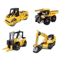 Magideal - 4Pcs 4D Vehículos De Construcción Modelo De Juguete Compactor De Tambor De Vía Para Niños Adultos Simulación Simulación Camión Volcada Rompecabezas 4D